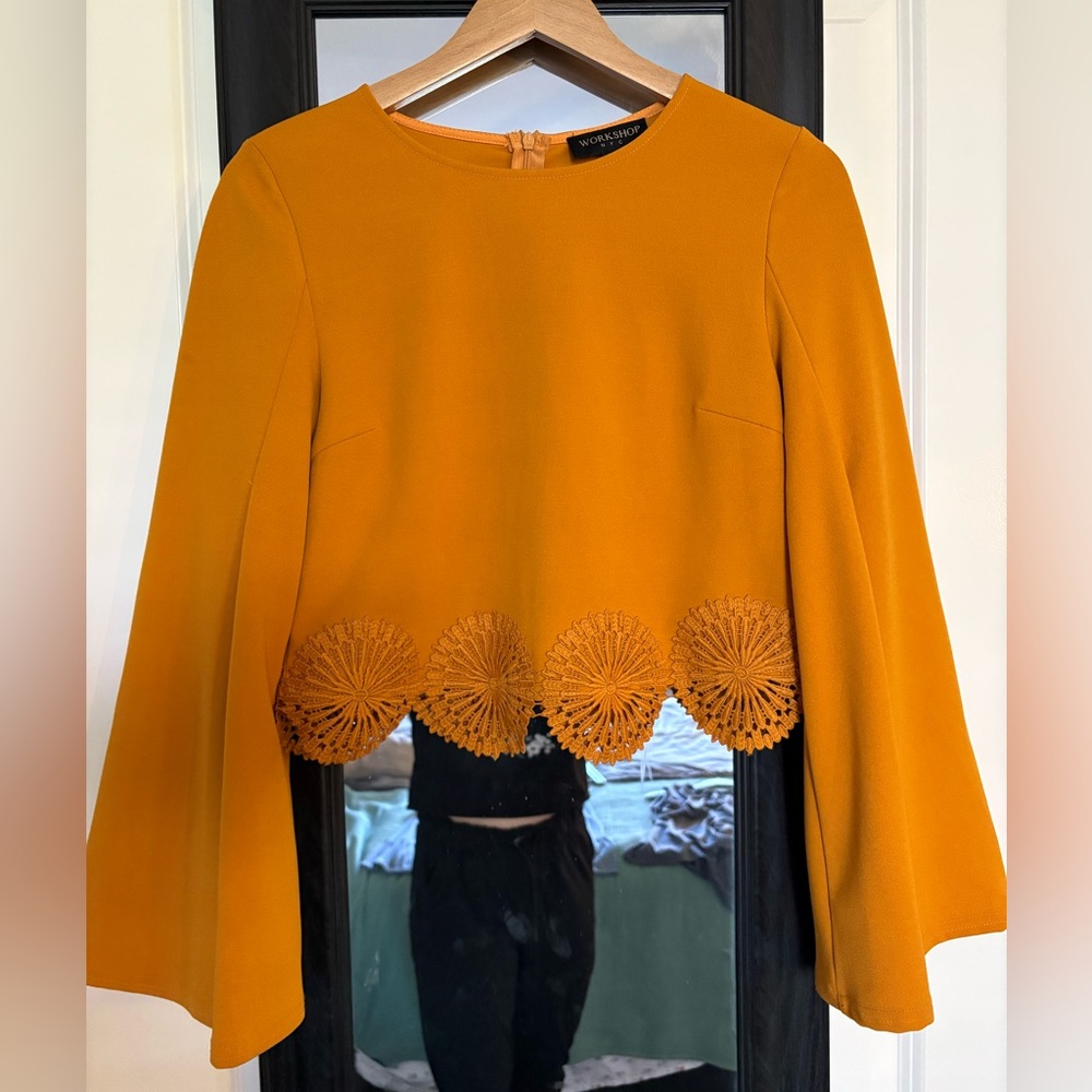 Workshop NYC Orange Embellished Crop Blouse